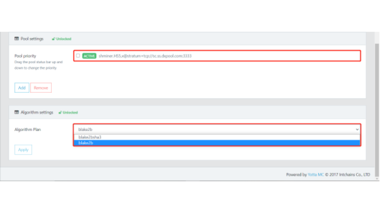 Goldshell X5 pool configuration
