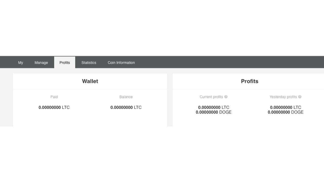 DxPool earnings page showing wallet balance and current and previous-day profits